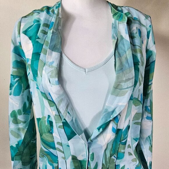 Soft Surroundings Tropical Print Button Up Blouse and Cami Set S Resort Vacation - Picture 5 of 14